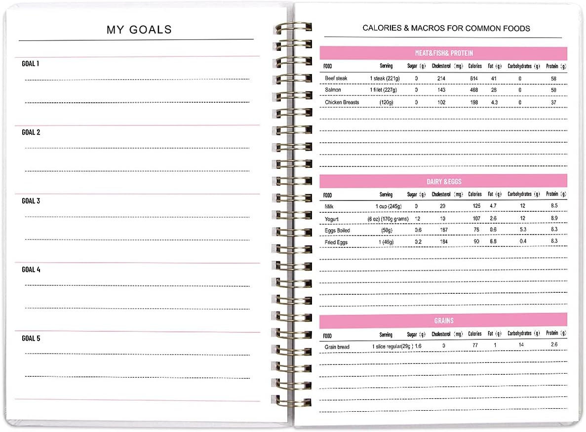 Food Nutrition Fitness Journal Weight Loss Wellness Workout Calorie Counter Log Diary Notebook Planner Diet Meal Exercise Training Health Tracker 6.1" X 8.5" image number 2