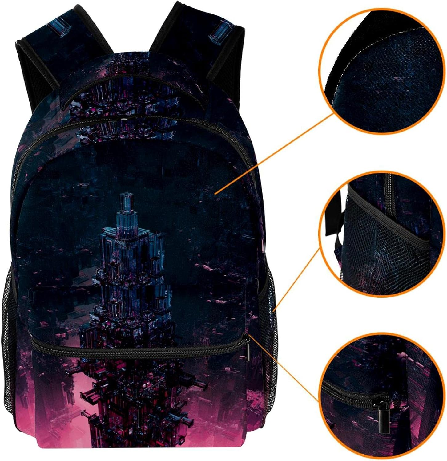 Science Fiction City Backpack Students Shoulder Bags Travel Bag College School Tote Backpacks image number 5