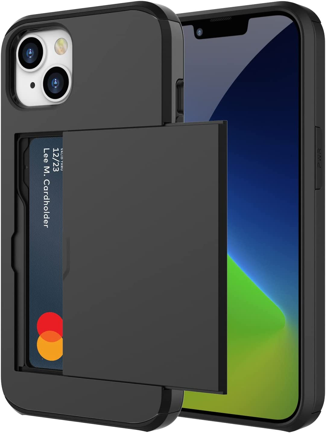 ZUSLAB Iphone 14 Case Slide Armor Card Holder Protective Shockproof Hard Back Cover for Apple - Silver