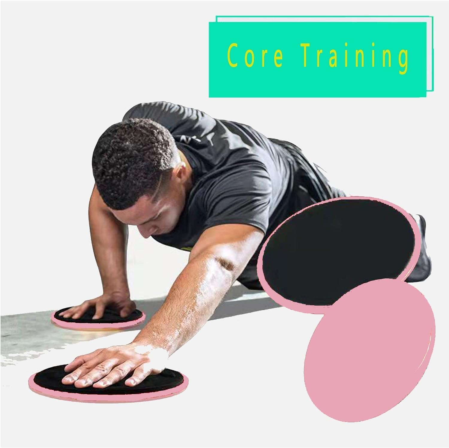 Double Sided Exercise Slider - 2 Pack, Pink, Pilates Core Workout, Carpet & Hardwood Floor Gliding Discs image number 5