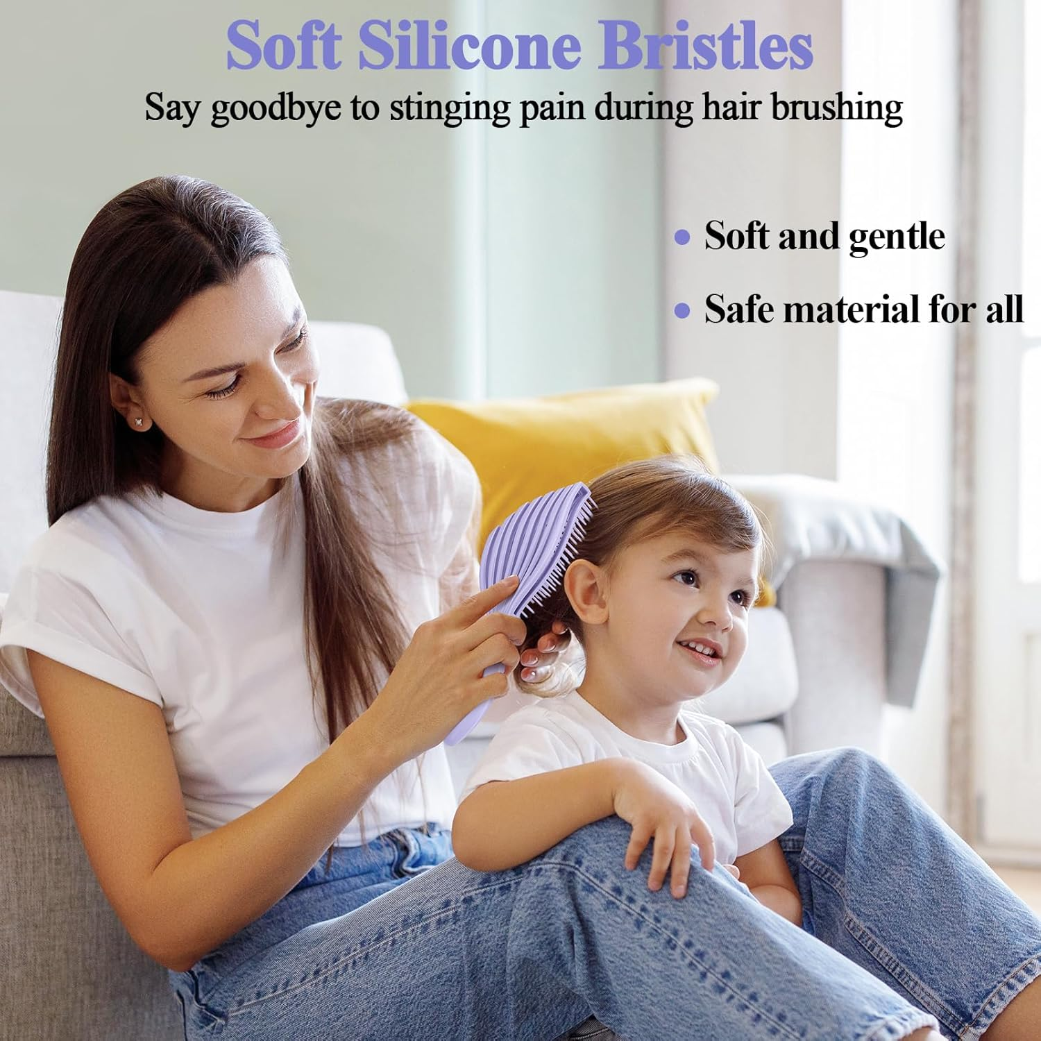 Euqvunn Flexible Purple Hair Brush, Purple Detangle Hair Brush for Wet & Dry Hair, Painless Knot Removal, Soft Rubber Teeth for Scalp Care, Volumizing for Thin/Fine Hair image number 1