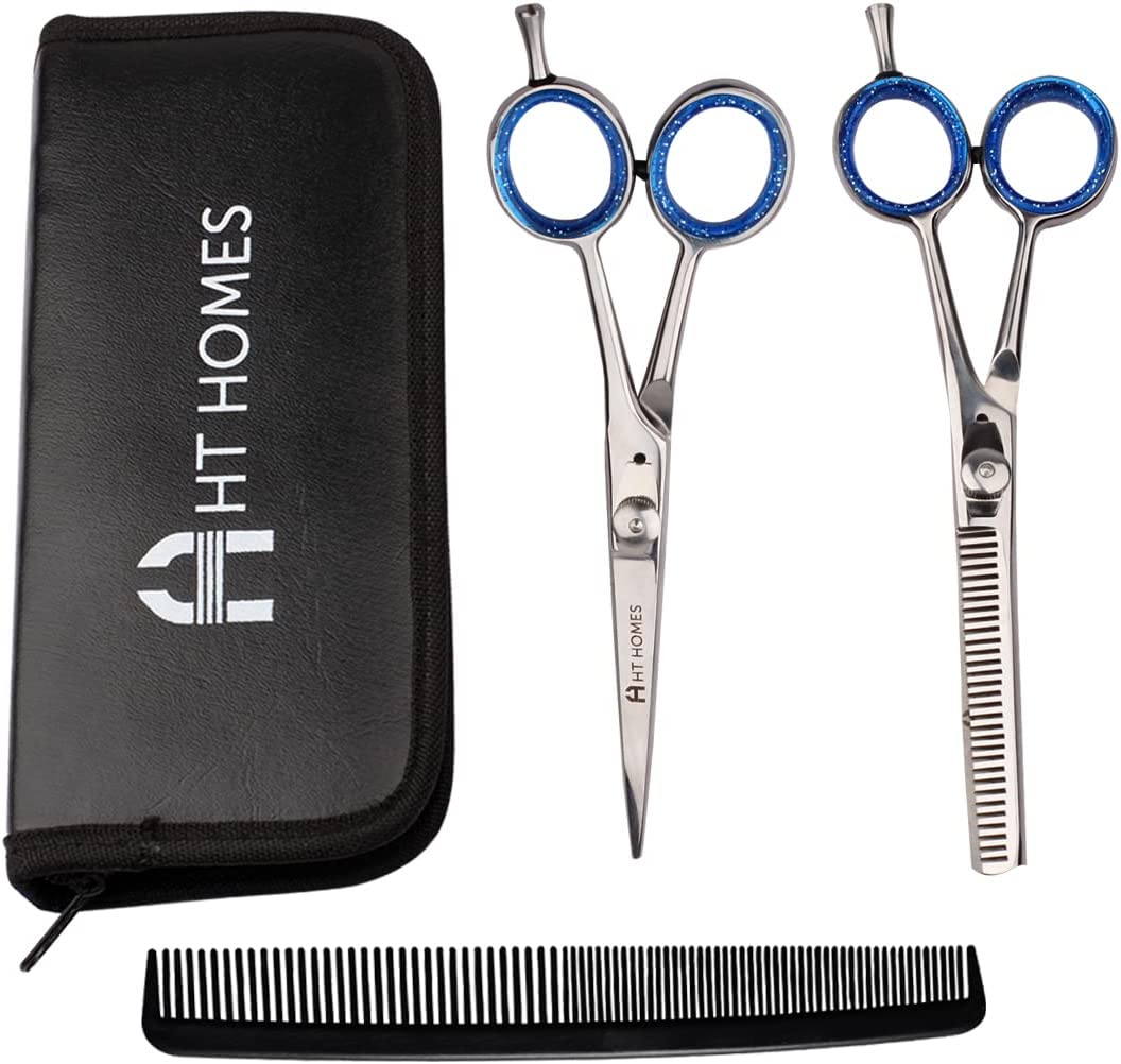 Professional Barber Scissors Set - Thinning Scissors & Shears Kit, 6.5 Inch Silver Hairdressing Shears, Japanese Stainless Steel for Salon with COMB. (6.5" Set of 3, Silver) image number 5