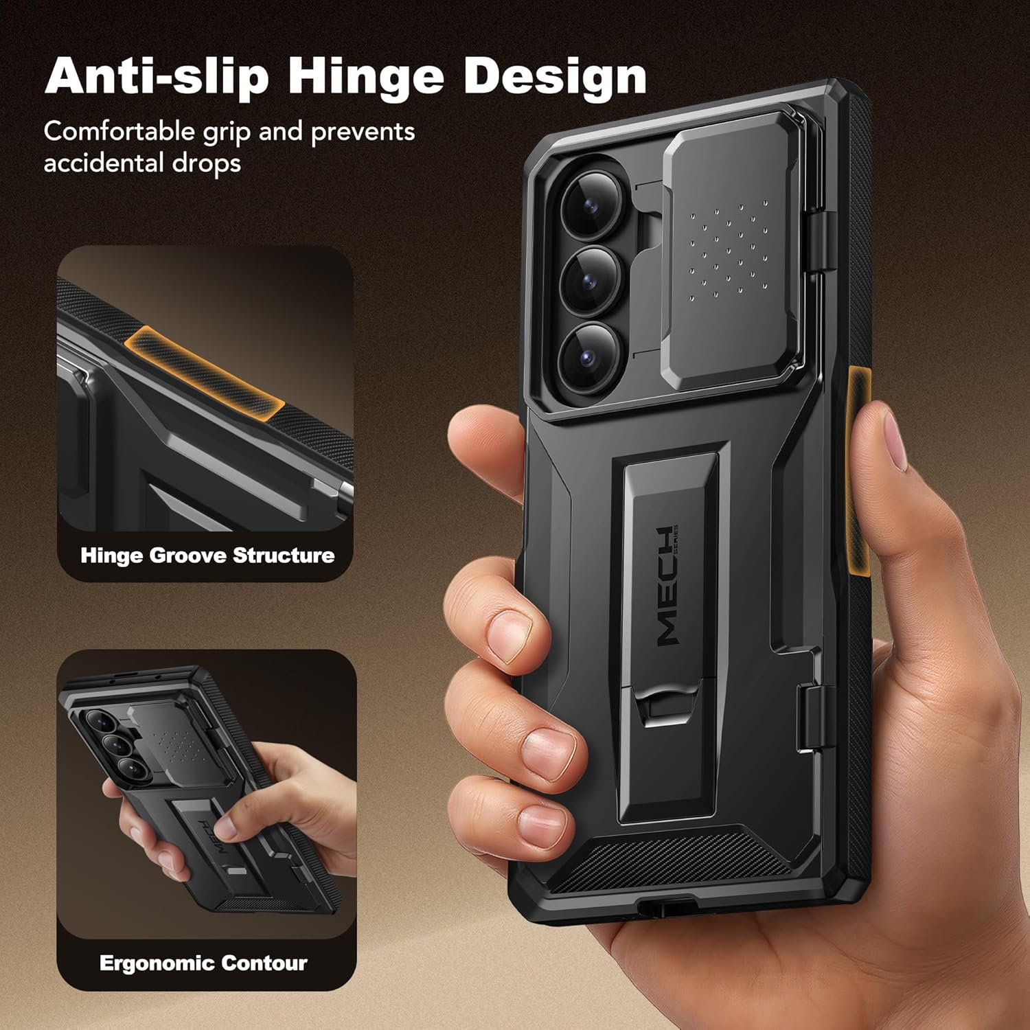 TONGATE for Z Fold 7 Case with Privacy Screen Protector, [Built-In Slide Camera Cover & Stand] [Anti Spy] Military Grade Drop Phone Case for Samsung Galaxy Z Fold 7 with Belt Clip, Black Privacy image number 5