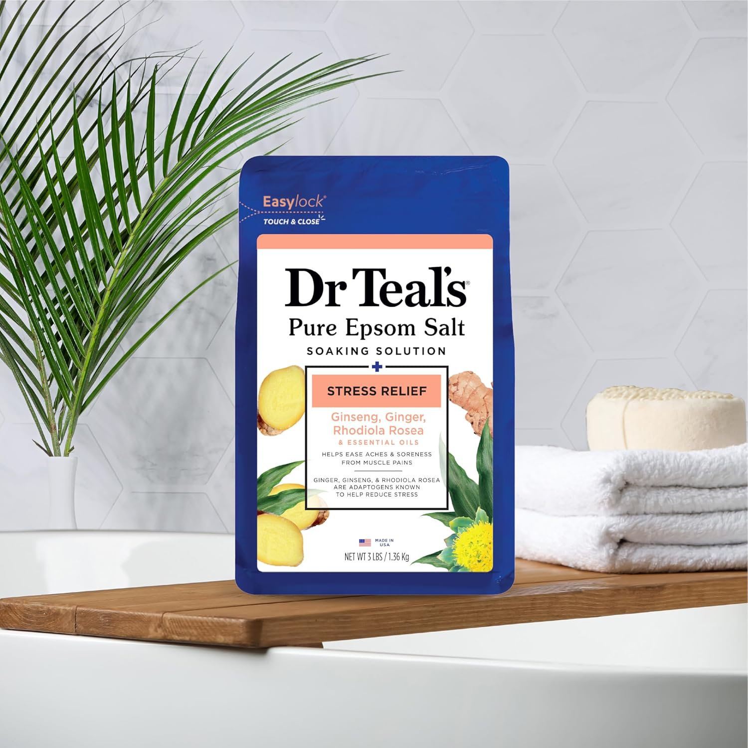 Dr Teal'S Pure Epsom Salt, Stress Relief with Essential Oils, 3 Lbs image number 3