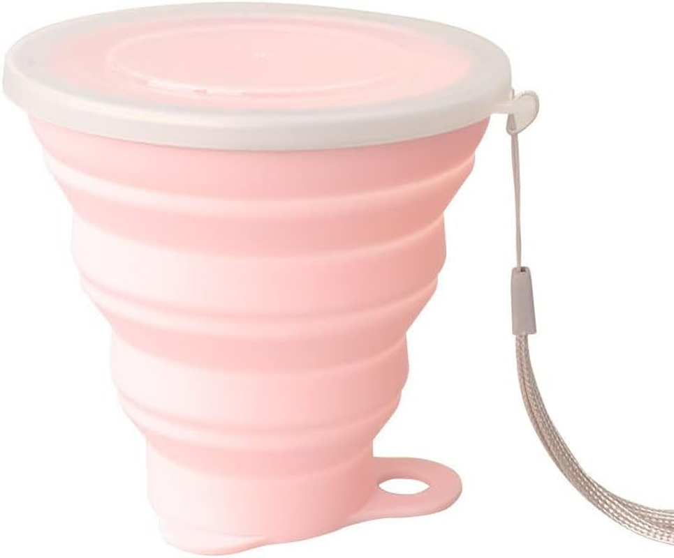 1PCS Collapsible Silicone Cup with Lid, Expandable Drinking Cup Set, Reusable Mug for Camping, Hiking, Travel (Red) image number 5