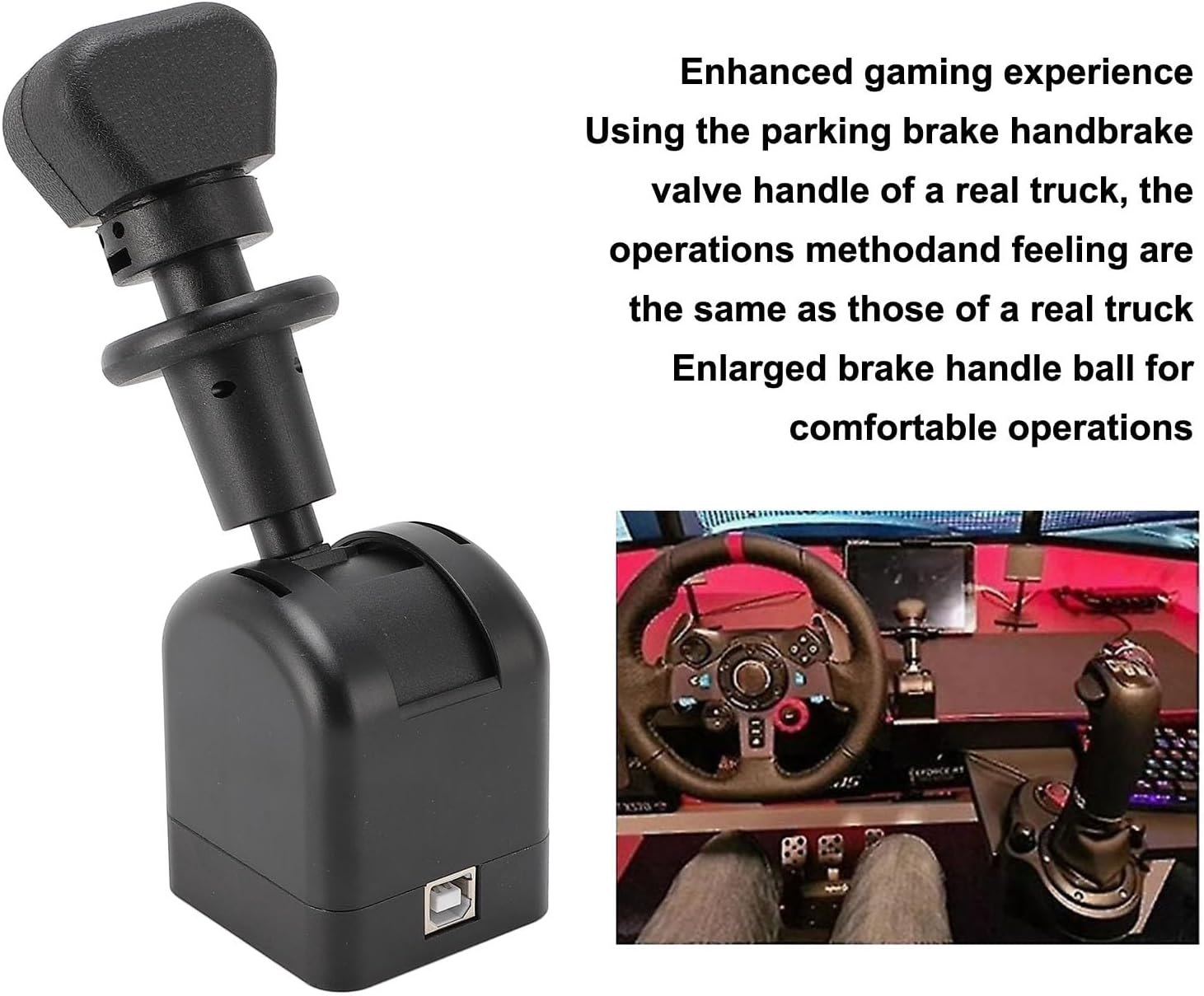 PC USB Handbrake, Sim Racing Hand Brake Compatible with for G27, G29, G920, G923, for T300 T300RS T GT, USB Truck Simulator Handbrake for ATS and ETS2 Games, for Wins PC Systems image number 4