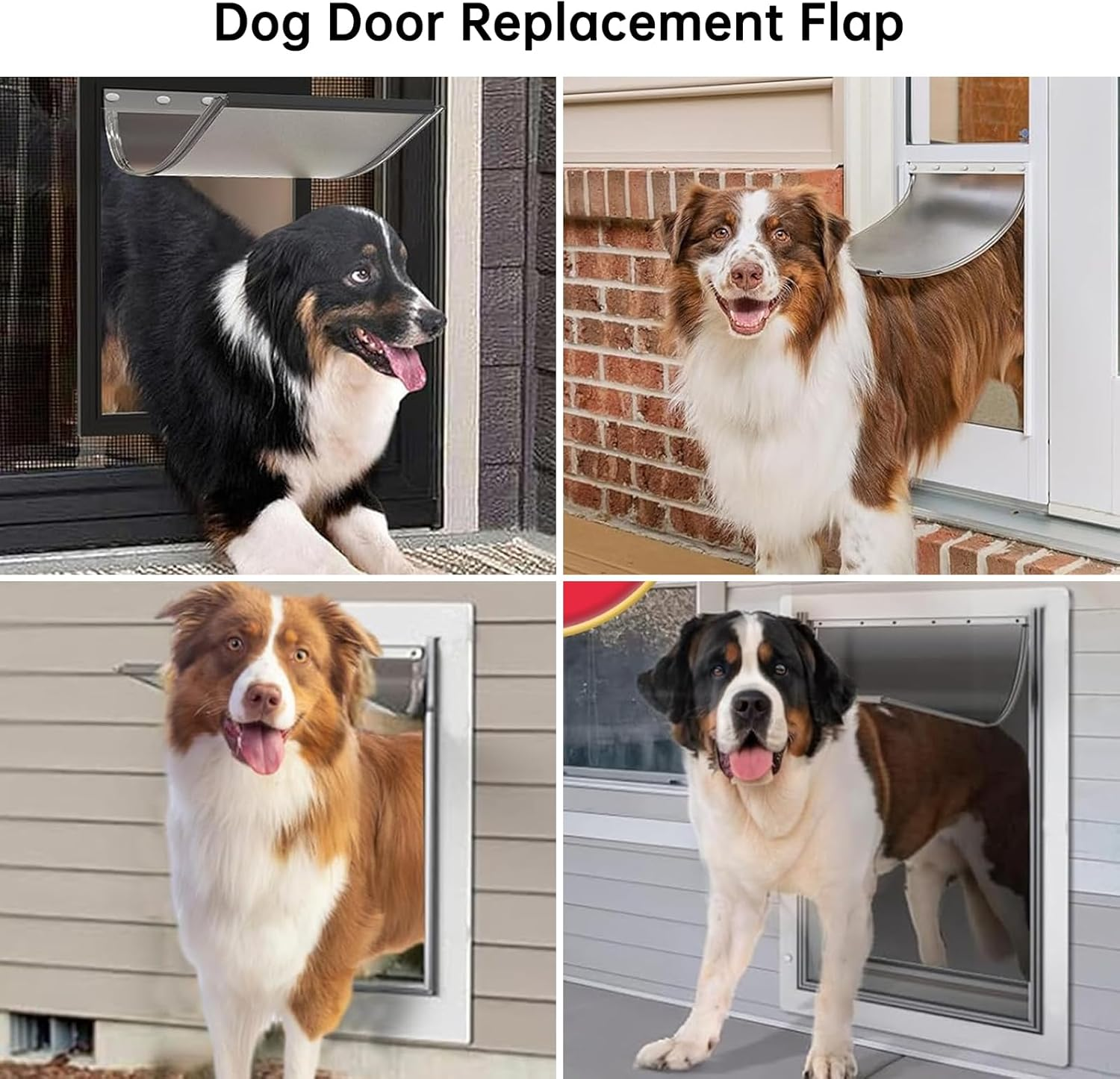 Medium Dog Door Replacement Flap &ndash; 12 7/8'' &times; 8 1/8'' &ndash; Heavy-Duty Weatherproof Vinyl &ndash; Universal Fit for Most Standard Pet Doors &ndash; No Warping, Easy Installation for Dogs & Cats