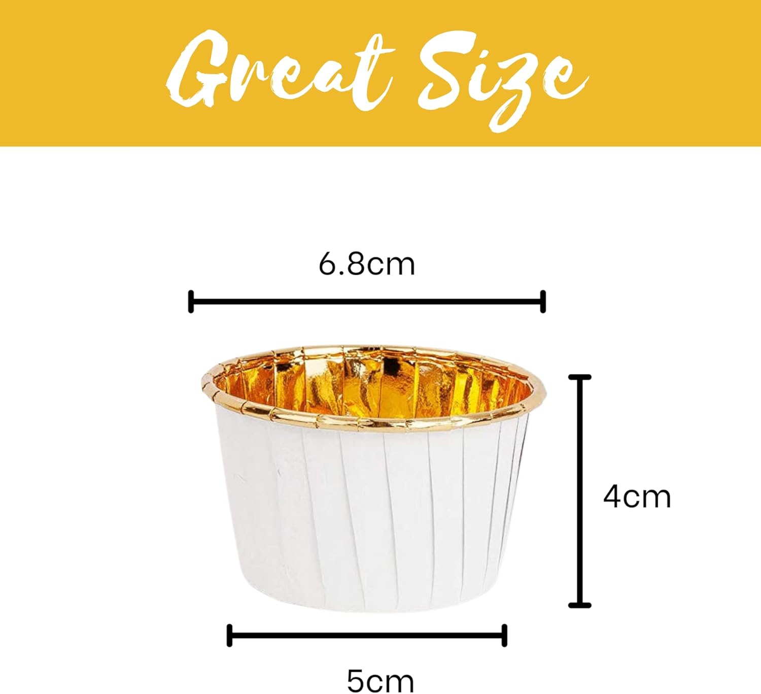 Cupcake Liners - 100 Pieces White Baking Cups &ndash; Cases for Cupcakes, Muffins, Savoury and Desserts - Disposable Gold Foil Lined Wrapper Patty Pans (White) - Blue image number 3