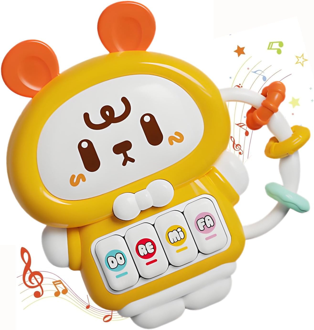 Baby Musical Rattle Toy, Rabbit Light-Up Teether & Sensory Fine Motor Skills Toy 1St Birthday Gift for 18 Month Infant Toddler Boy Girl (Pink)