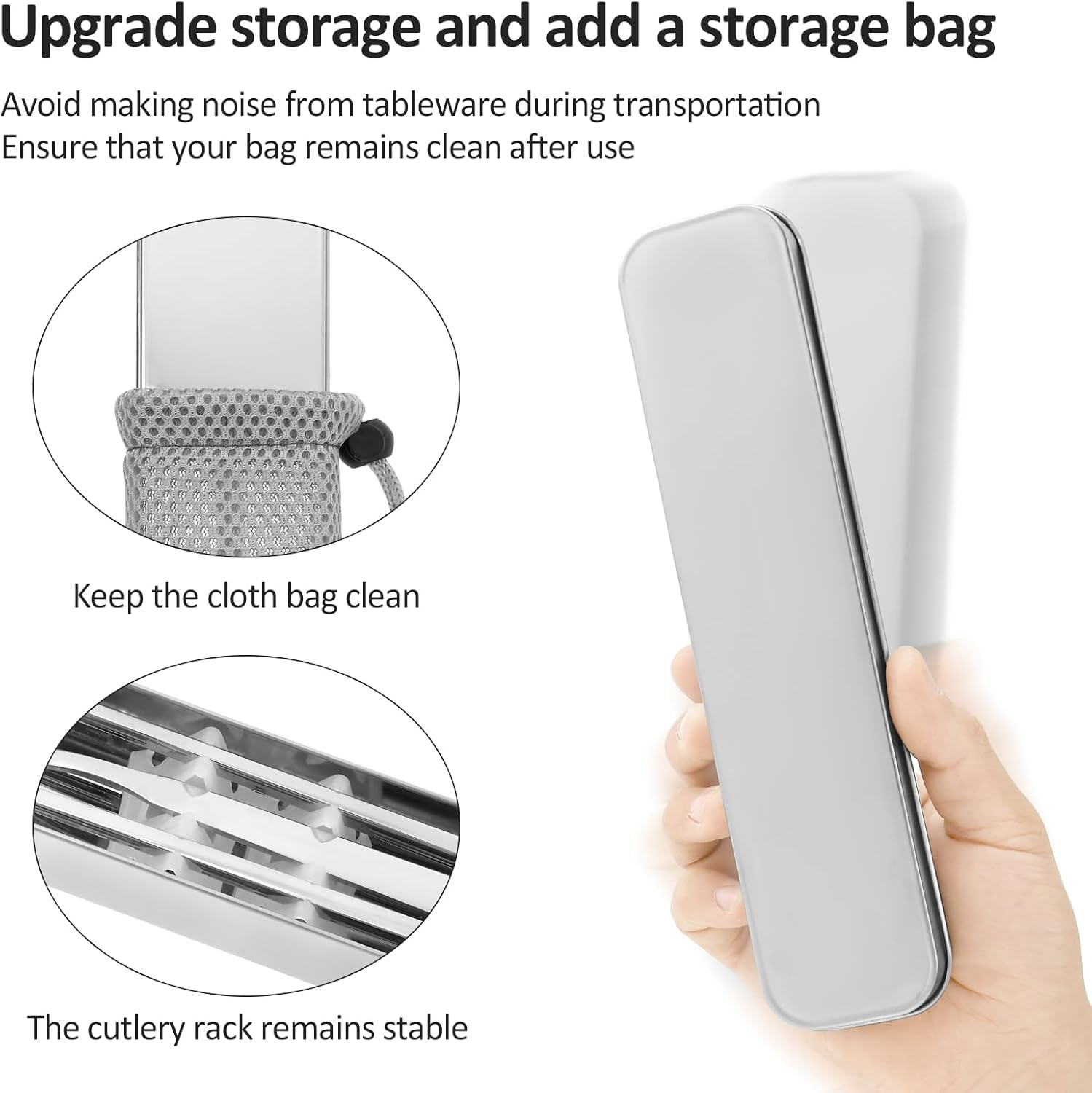 Stainless Steel Travel Cutlery Set with Case, Portable Stainless Steel Flatware Set for Camping Office Travel and Outdoor Dining Dishwasher Safe image number 6