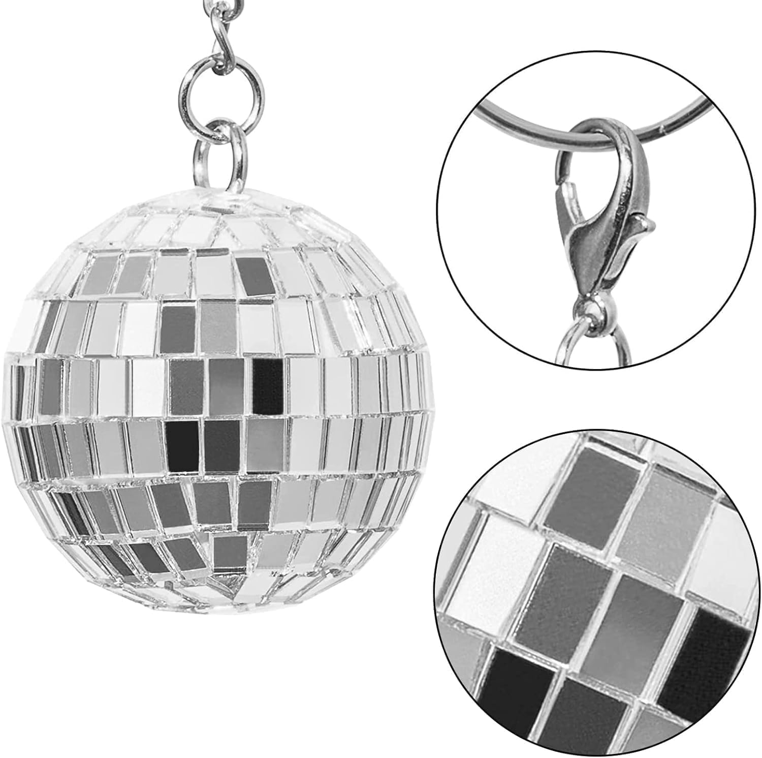 AGDGV 24 Pcs Mirror Disco Ball Keychains, Silver Disco Party Favors Keyrings for 70S 80S Theme, Halloween Christmas Birthday Decorations, Classroom Rewards, Mini Disco Ball Party Supplies image number 1