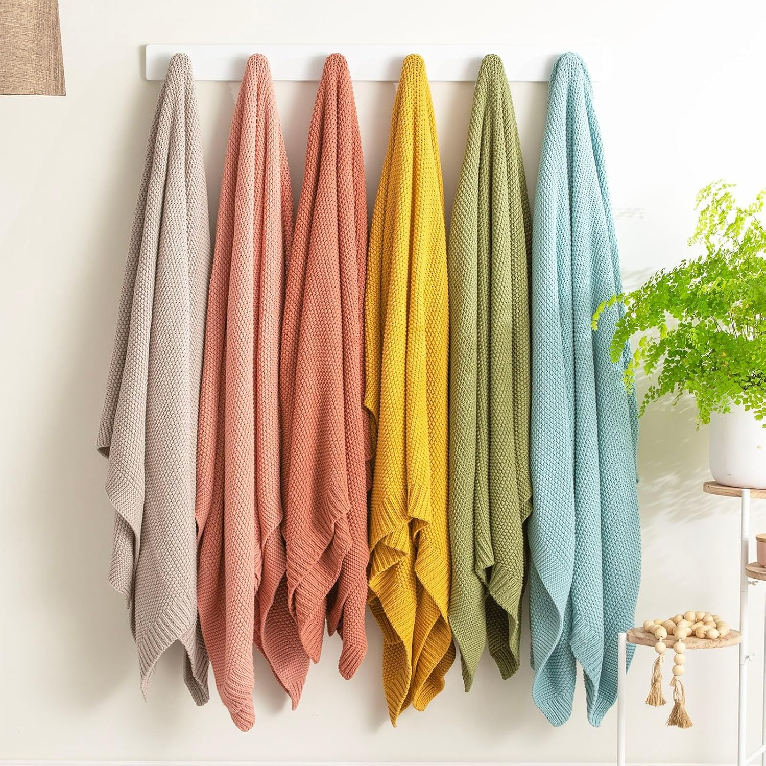 Renee Taylor Moss Seed Stitch 100% Cotton Knitted Throw, 130 Cm X 170 Cm Size, Rose - Rose image number 2