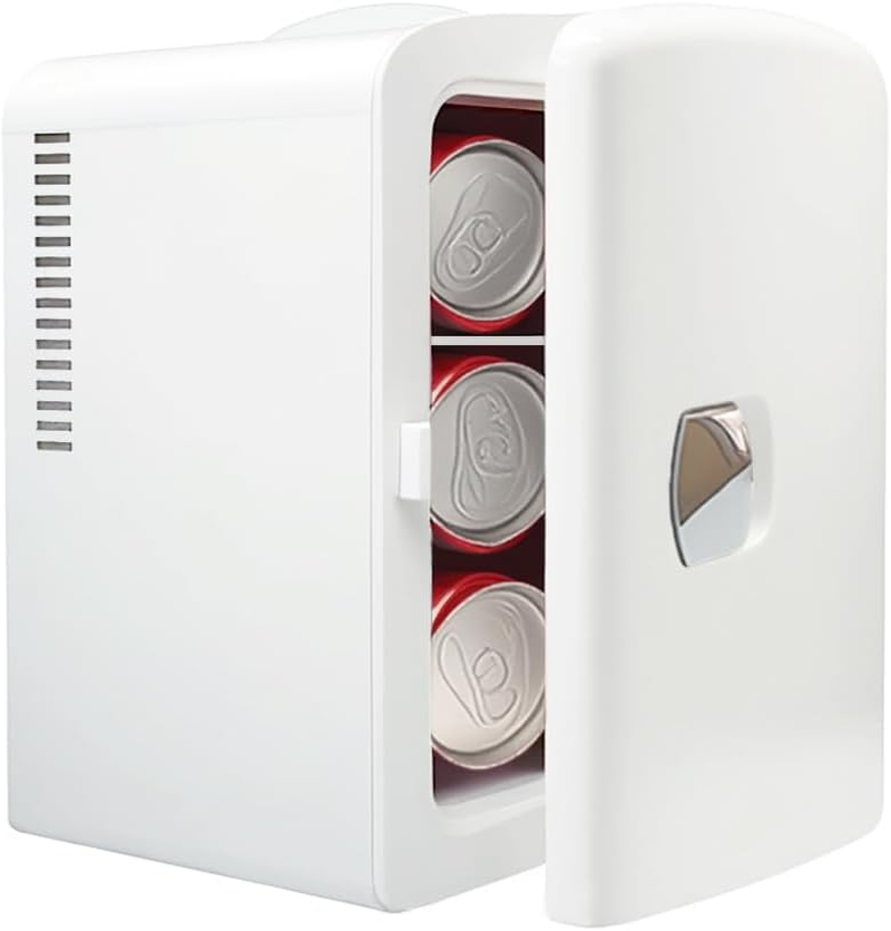 Mini Fridge 4 Liter,6 Can Portable Cooler Personal Refrigerator for Care, Compact Mini Fridge for the Office, Bedroom, Dorm,White/All Pink/Teal