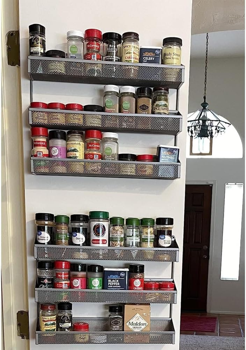 Spice Rack Wall Mounted with 2 Pack,3 Tier Spice Organizer Counter-Top Stand Wall Mounted Storage Rack Hanging Shelf for Kitchen Cabinet, Cupboard, Pantry Door, Bathroom