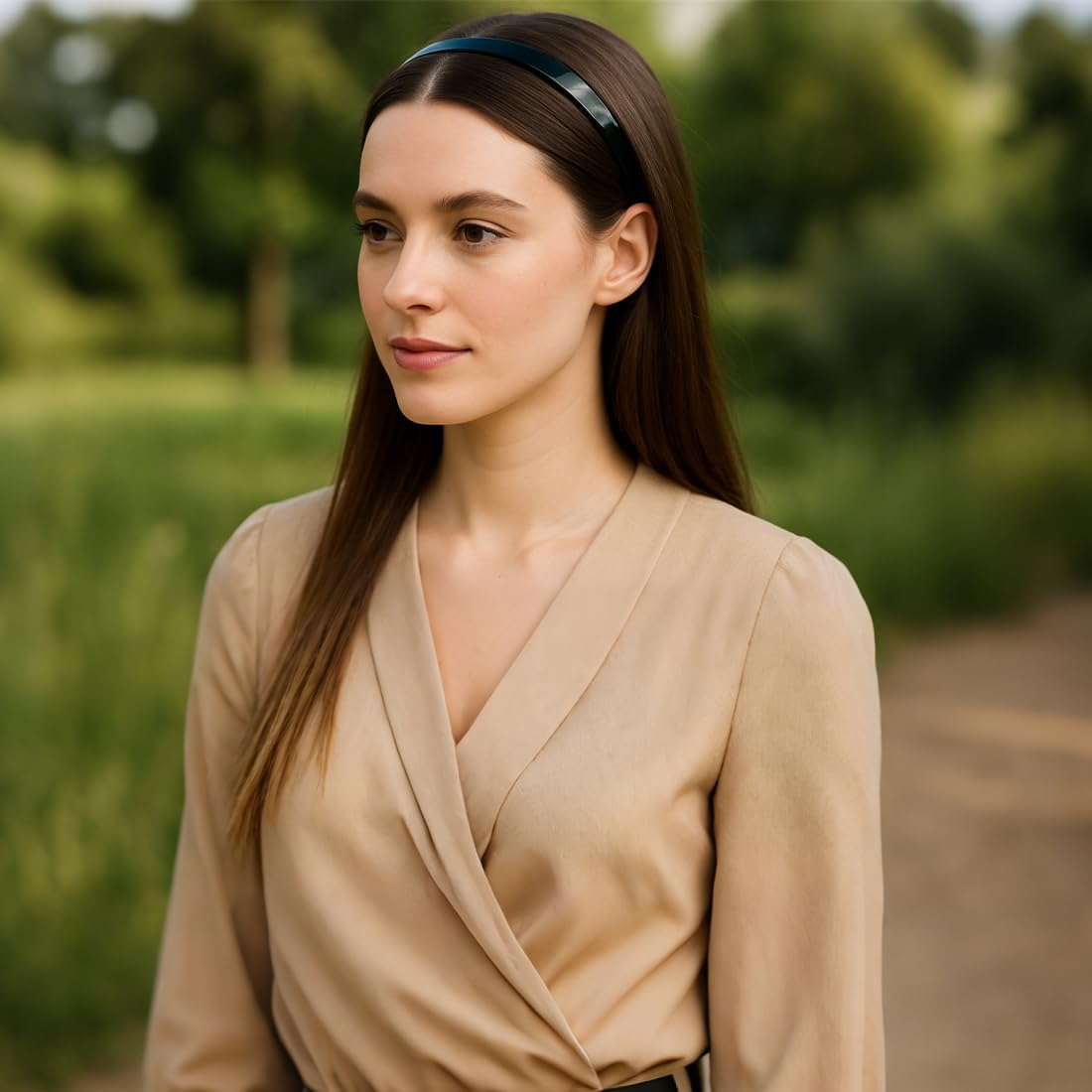 Pack of 6 Hair Bands, Black Plastic Headbands, Non-Slip Headband with Non-Slip Teeth for Men and Women, Plain Headbands image number 2