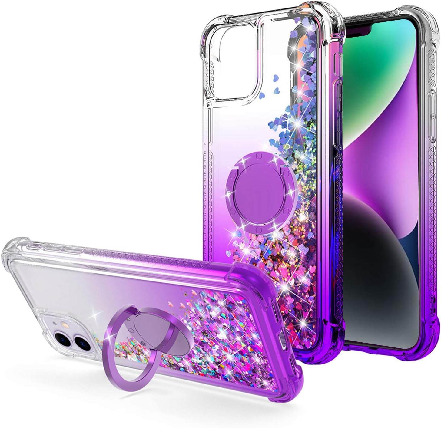 WORLDMOM for Iphone 14 Case,Bling Moving Liquid Floating Sparkle Colorful Glitter Waterfall TPU Protective Case for Iphone 14 [6.1 Inch 2022], Blue