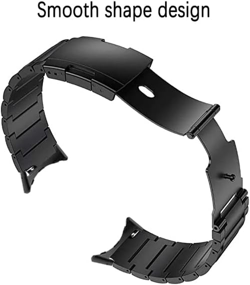 Maktech Titanium Wristband for Google Watch,Metal Bracelet Strap Include Adapter with Turtle Buckle for Google Pixel Watch 3 45Mm [2024] (Black)