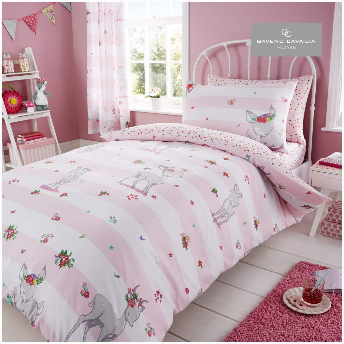 Gaveno Cavailia Children Character Bedding, 2 Piece Printed Reversible Bedlinen Easy Care Bedset, Oh Deer-Multi-Ds, 1 Quilt Cover and 1 Matching Pillow Case image number 2