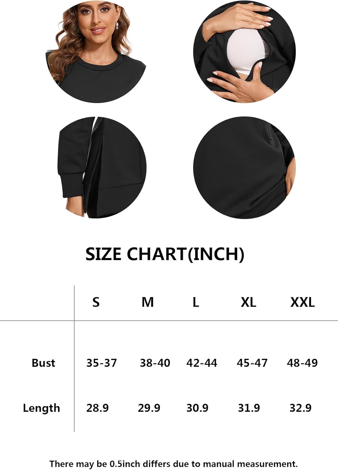 Smallshow Women'S Nursing Tops Sweatshirt Long Sleeve Side Split Breastfeeding Shirt image number 4