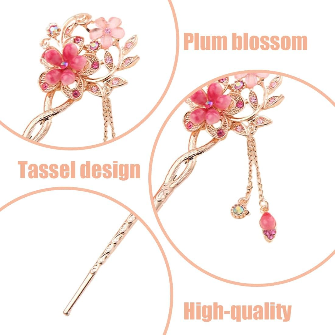 Pack of 2 Vintage Hair Sticks, Chinese Style Women'S Hair Sticks, Elegant, for Solid Hairstyle, Hair Decorative image number 5