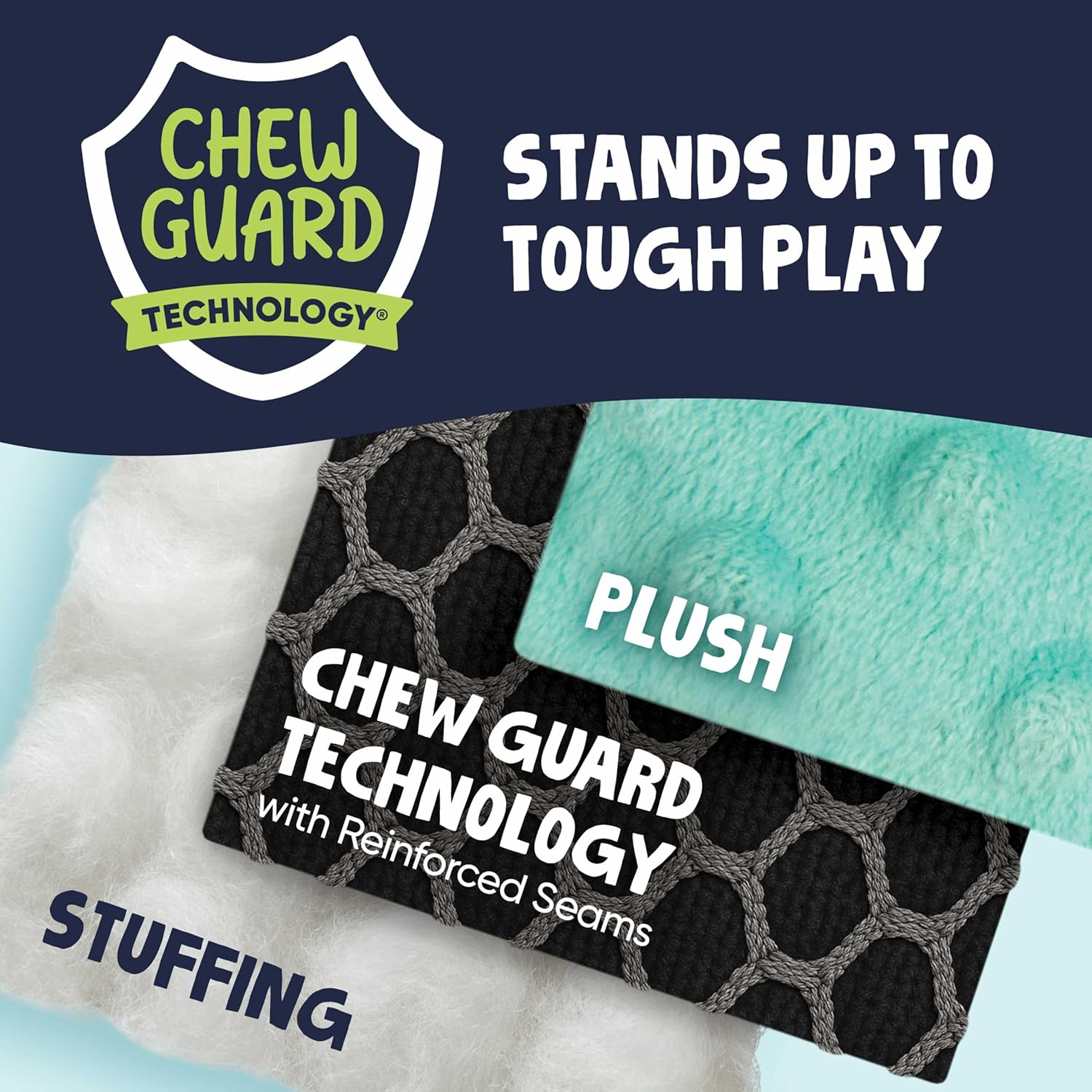 Godog Checkers Elephant Squeaky Plush Dog Toy, Chew Guard Technology - Gray, Large image number 4