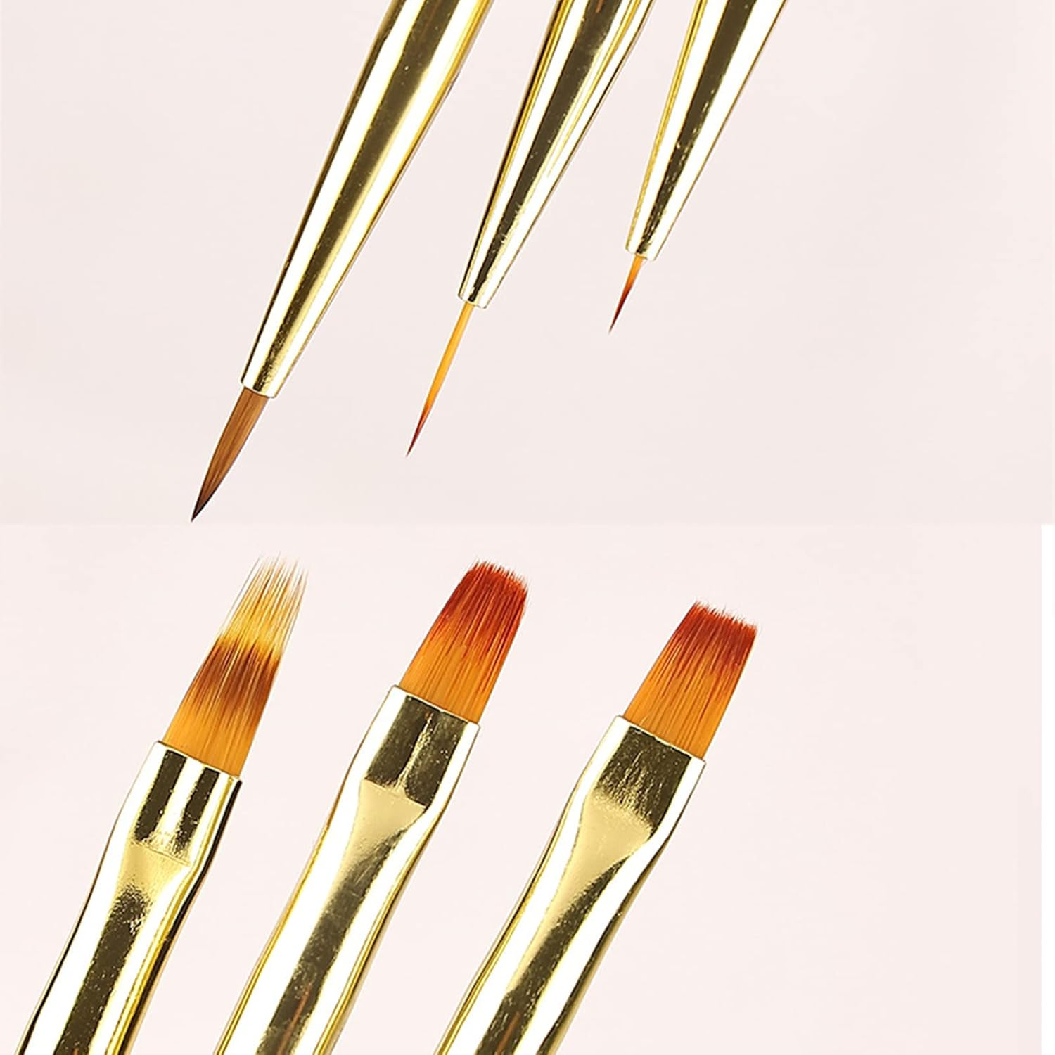 Lacymc Nail Brushes, 3 Pieces Fine Nail Brushes for Nail Art Decoration, 2 in 1 Nail Polish Brush Set for Applying UV Gel, Decorating Acrylic False Nails, Yellow image number 5