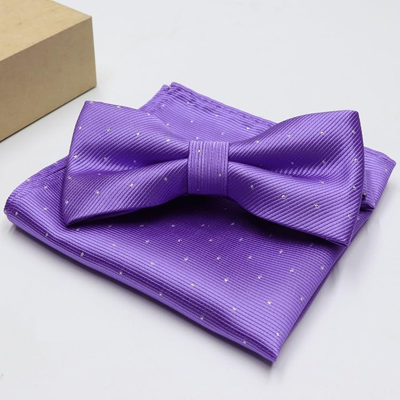Men'S Wedding Party Pre-Tied Bow Tie Pocket Square Set image number 2