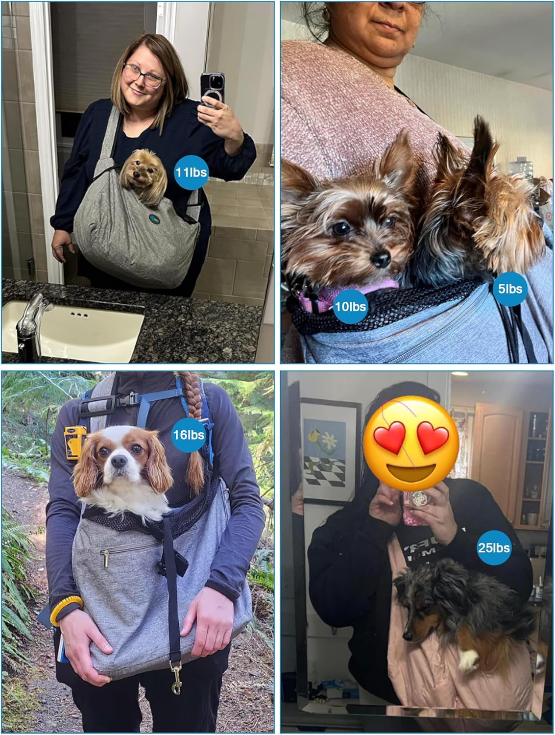 Ownpets Pet Sling Carrier, Fits 15 to 25Lbs Extra-Large Dog/Cat Sling Carrier Reversible and Hands-Free Dog Bag with Adjustable Strap and Pocket Shoulder Pad for Outdoor Travel Hiking image number 4