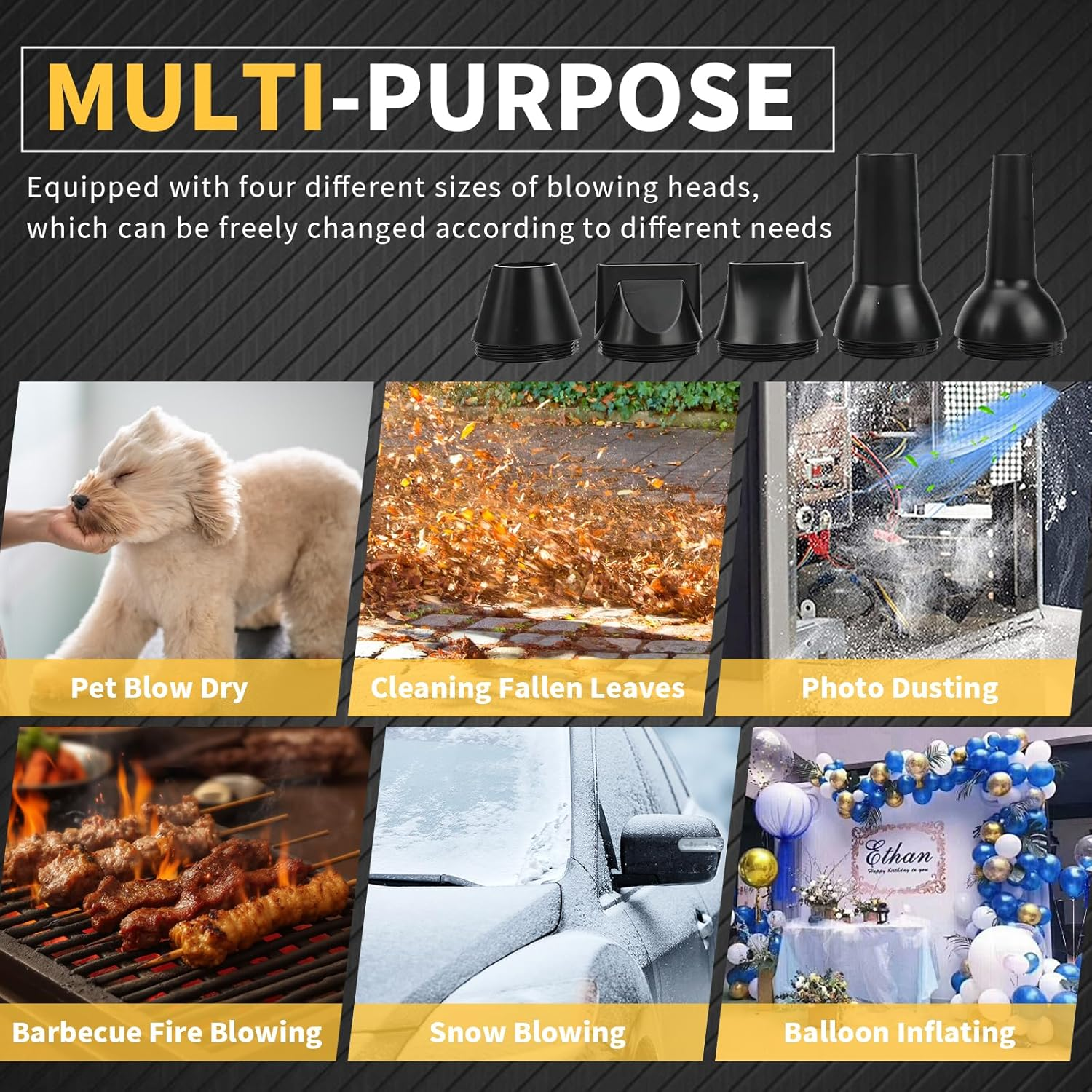 MOZMY Wireless Cordless Leaf Blower for Dewalt 18V/20V Mini Electric Leaf Blower, Turbo Jet Blower, Portable Dust Blower for Garden, Yard, Snow & Dust (Without Battery) image number 3