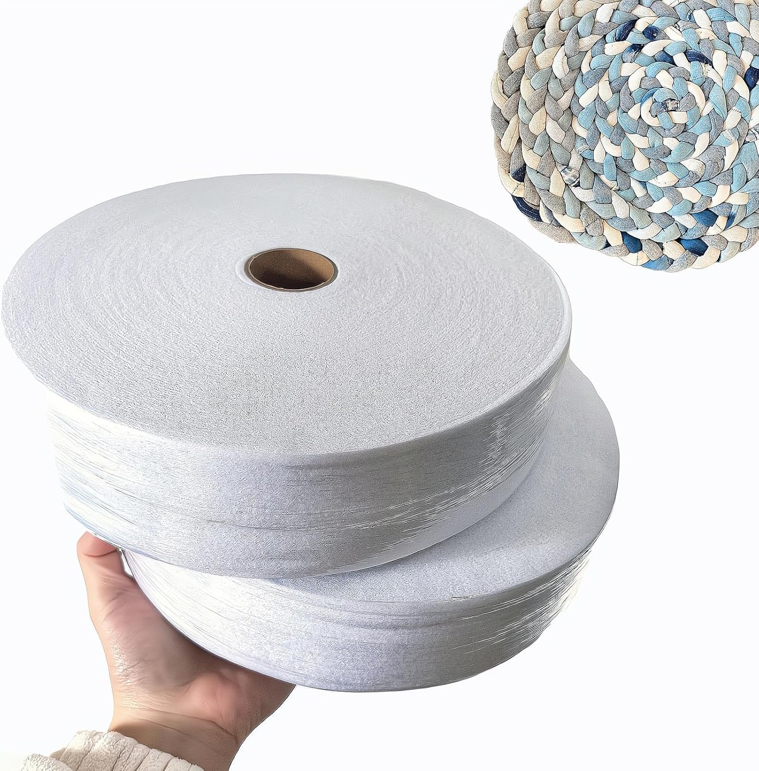 2 Roll 2 1/2 Inch Total 100 Yards Cotton Blend Fleece Batting Roll for Jelly Roll Rugs - Perfect for Throw, Braided Rugs image number 4