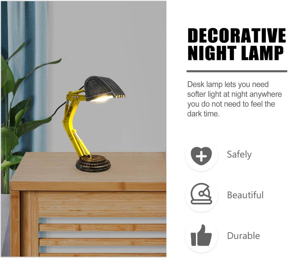 Housoutil Creative Digger Desk Lamp, Industrial Style Excavator Modelling Table Lamp, Reading Light Night Light for Home Bedroom Decoration image number 1