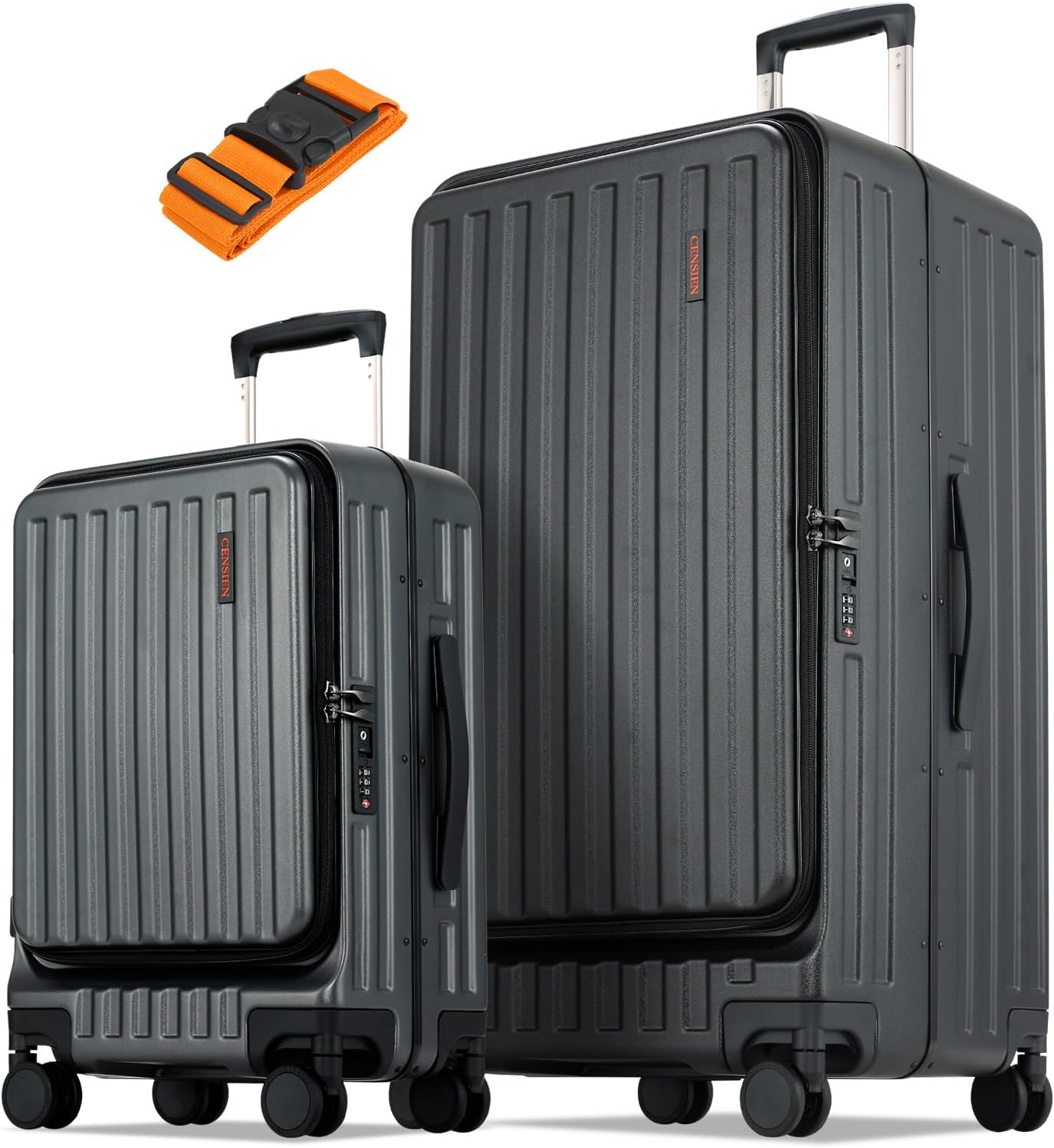 CENSIEN Checked Luggage, Large Suitcase 29 Inch Trunk Luggage with Spinner Wheels, Lightweight ABS+PC Hard Shell with Aluminum Frame, Top Opening, TSA Lock (Grey, 1PC)