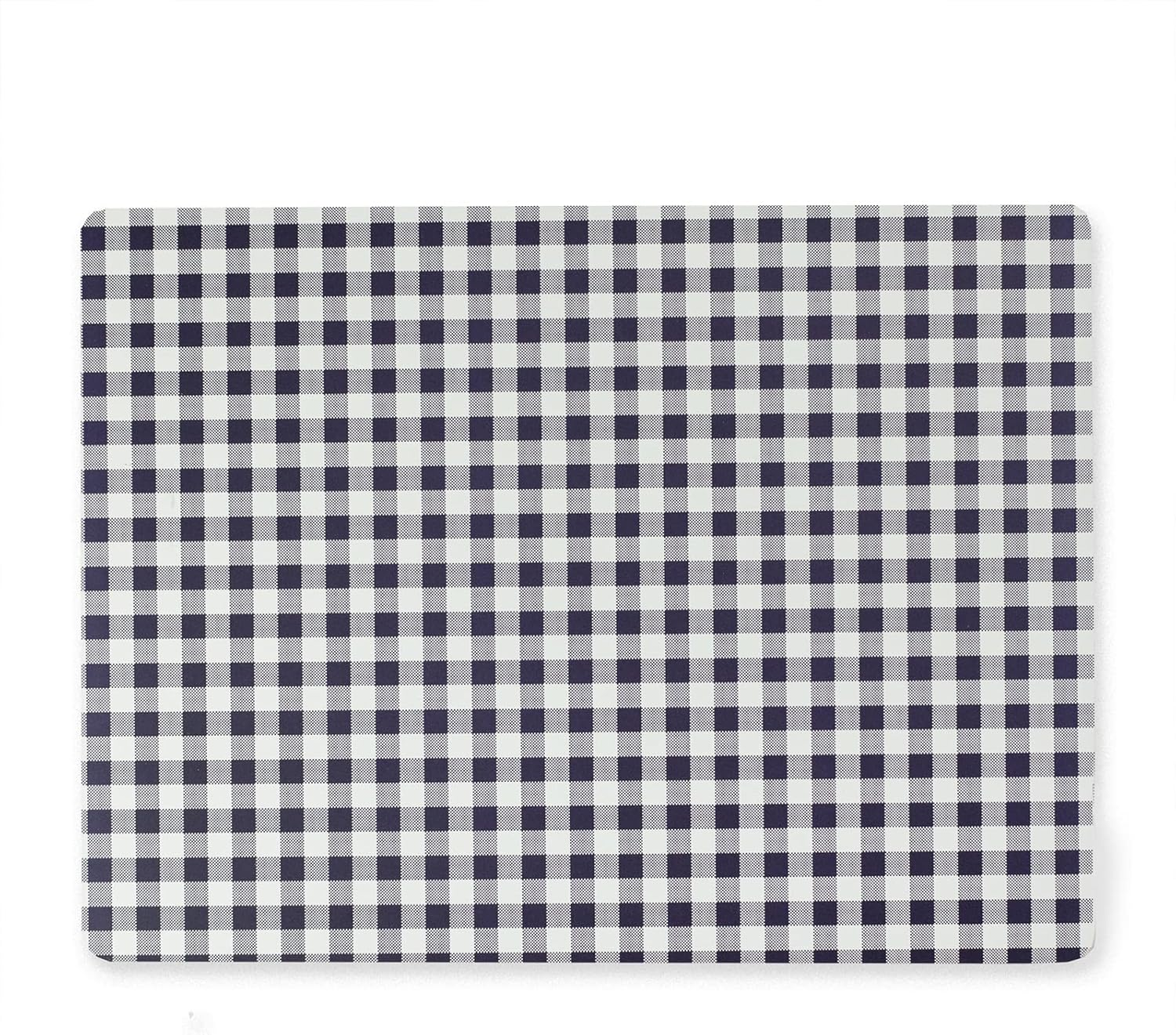 Benson Mills Cork Placemats Set of 4, Thick Cork Place Mats for Kitchen and Dining Tables, Easy Clean Table Mats (12" X 16" Rectangular Set of 4, Gingham Check Navy)