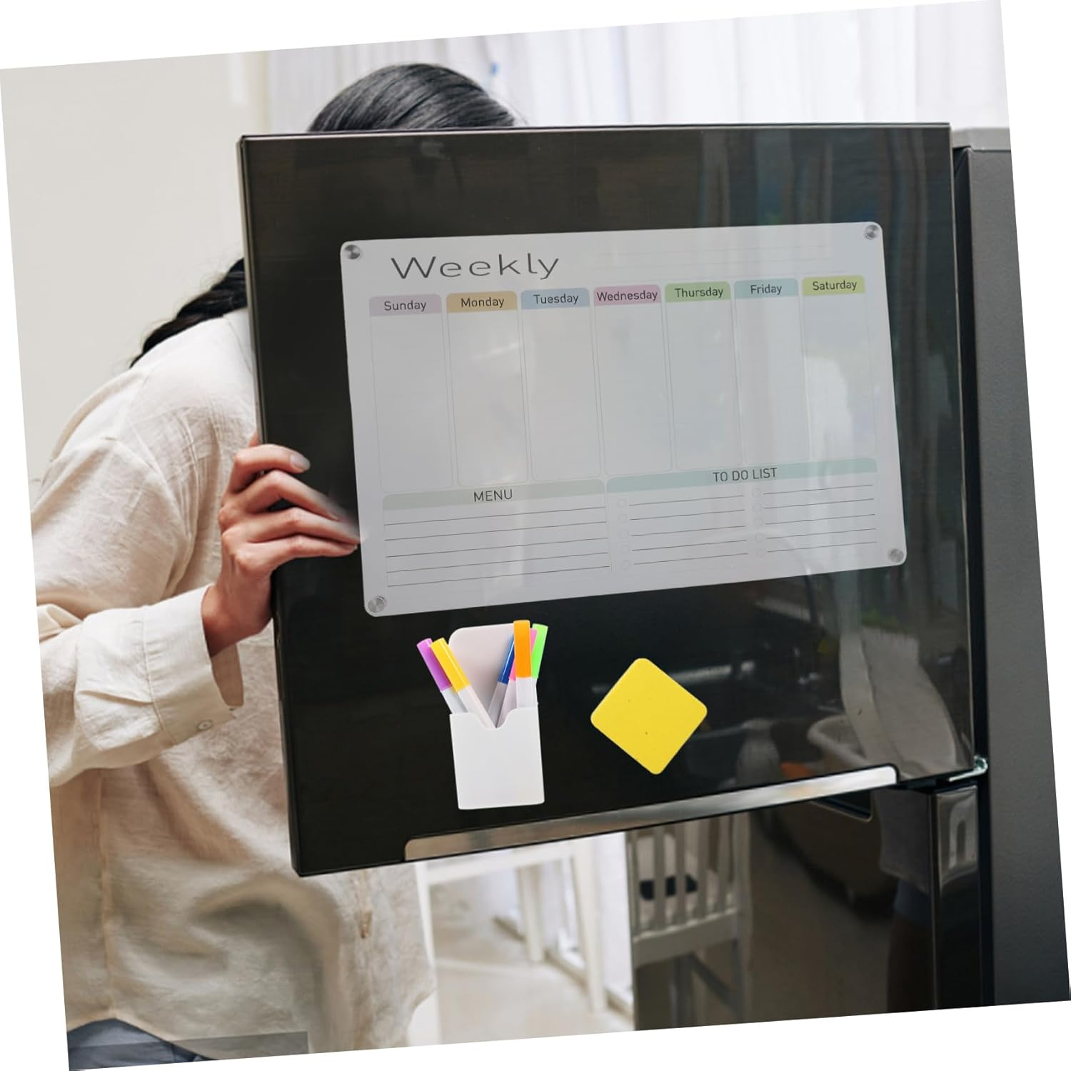 BCOATH Planning Boards Magnetic Dry Erase Refrigerator Memo Pad Kitchen Schedule Planner - As Shown 1 image number 6