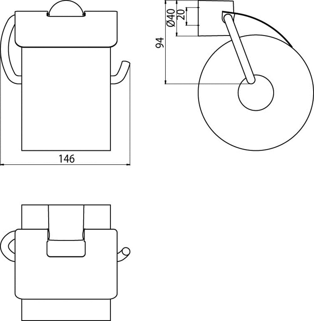 EMCO Rondo 450000100 Toilet Roll Holder Chrome with Lid Roll Holder Wall Mounted Set of 2 image number 2