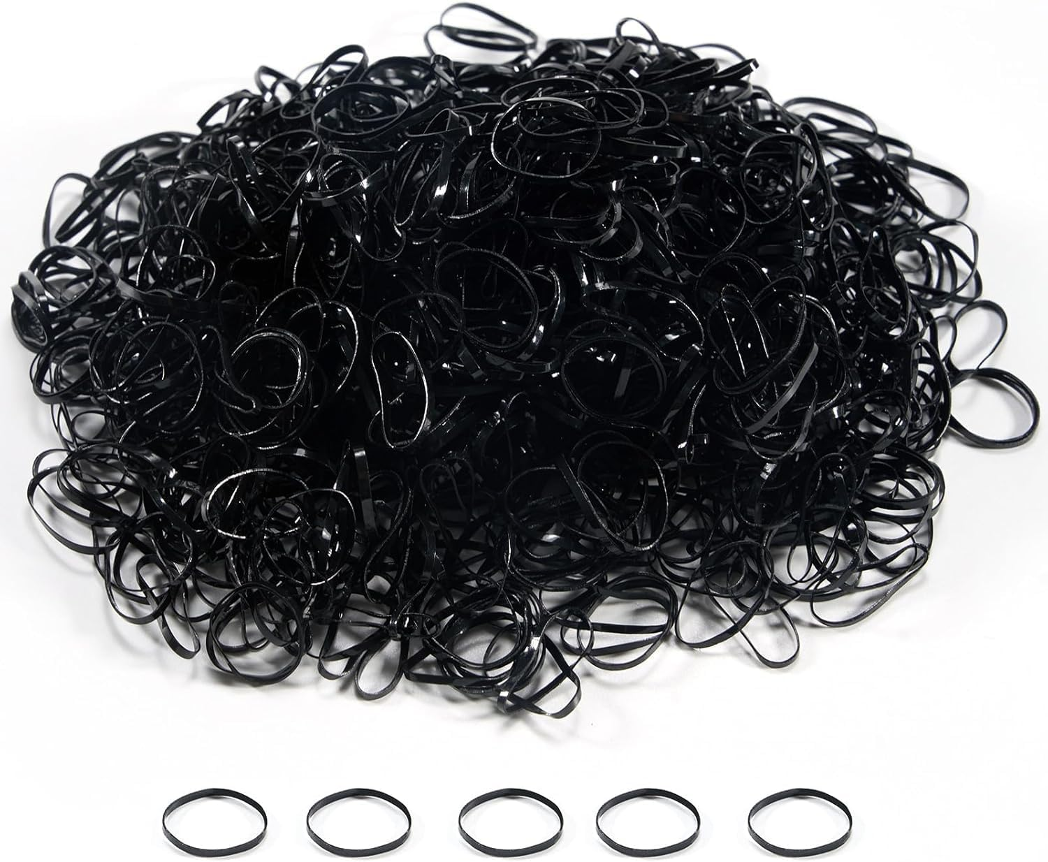 Pack of 1500 Mini Small Hair Bobbles Rubber Bands Elastic Scrunchies for Women Girls Men (Black) image number 5