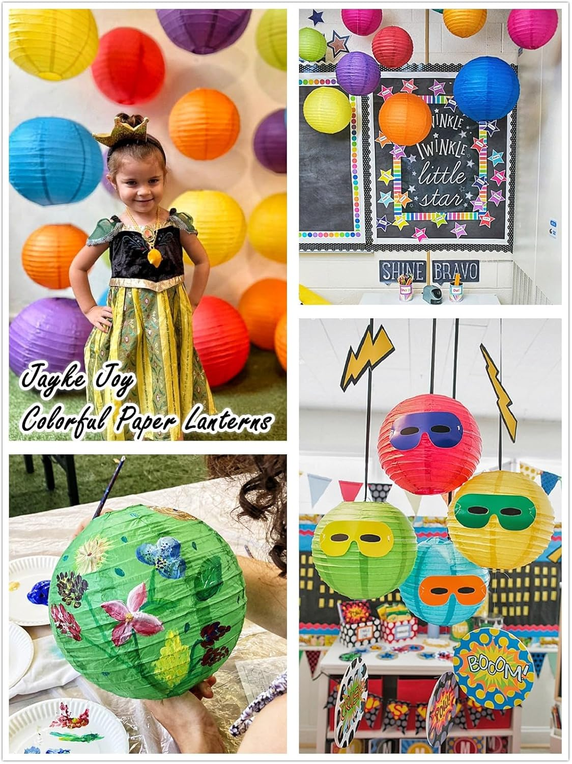 15Pcs Colorful Paper Lanterns Multicolor Hanging Ball Lanterns for Birthday Wedding Bridal Baby Shower Home Office Classroom Outdoor Indoor Party Decoration (6 Inch) image number 1