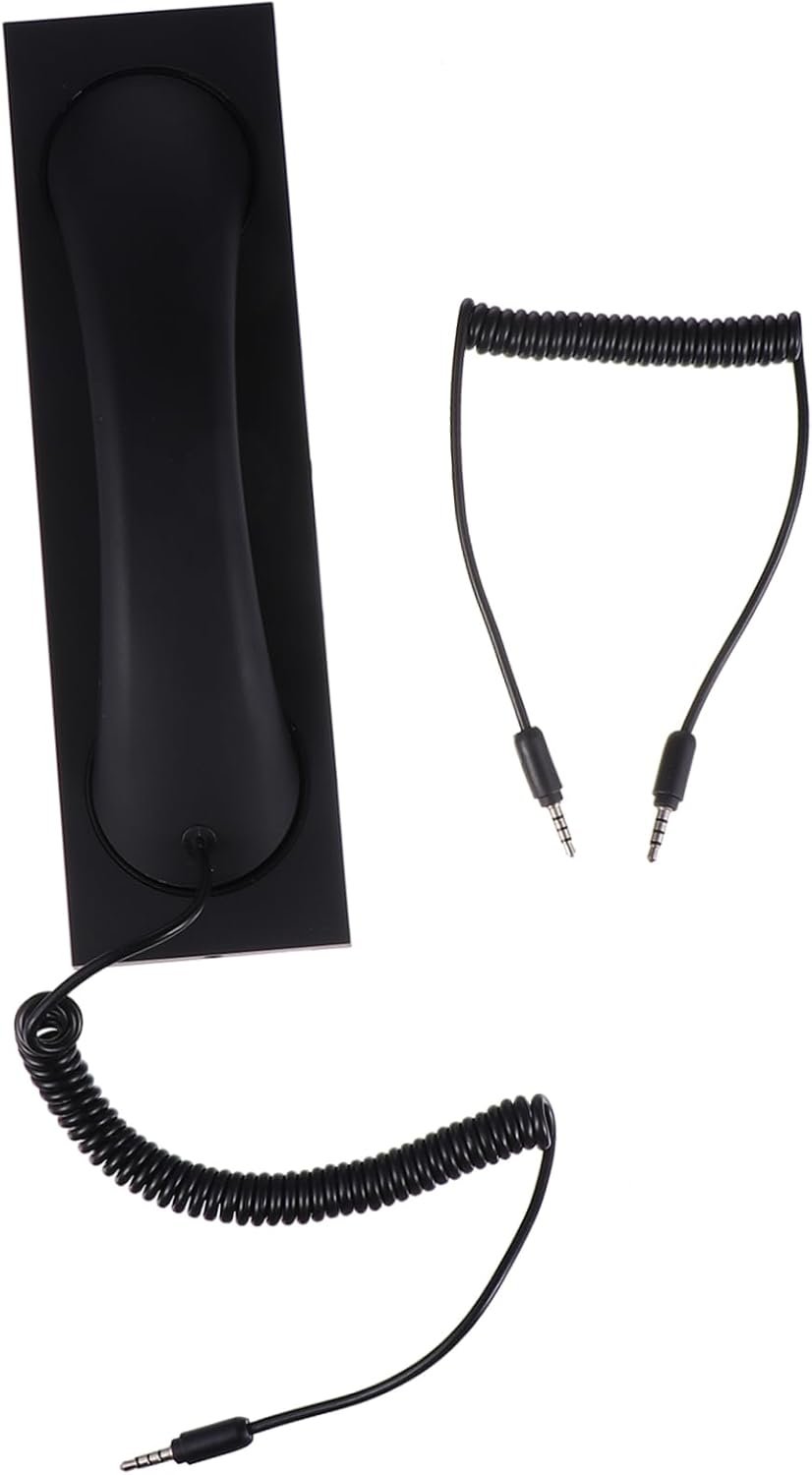 HONMEET Retro Phone Handset Cellphone Receiver for Computer Mobile Phone Wired Voice Headset with Mic Over-Ear Design for Office Communication Compatible with Laptop Tablet image number 4