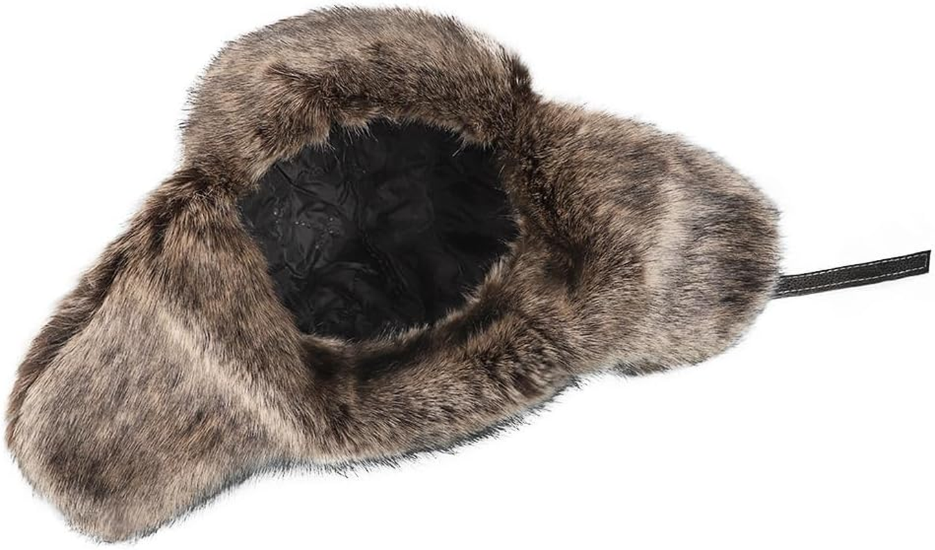 Unisex Trapper Hat Russian Ushanka Faux Fur Bomber Hunting Hat Winter Earflap Hat Aviator Pilot Cap Windproof Thermal Trooper Hat Fluffy Super Warm Hat Skiing Skating Hat Thickened for Women Men - Black image number 2