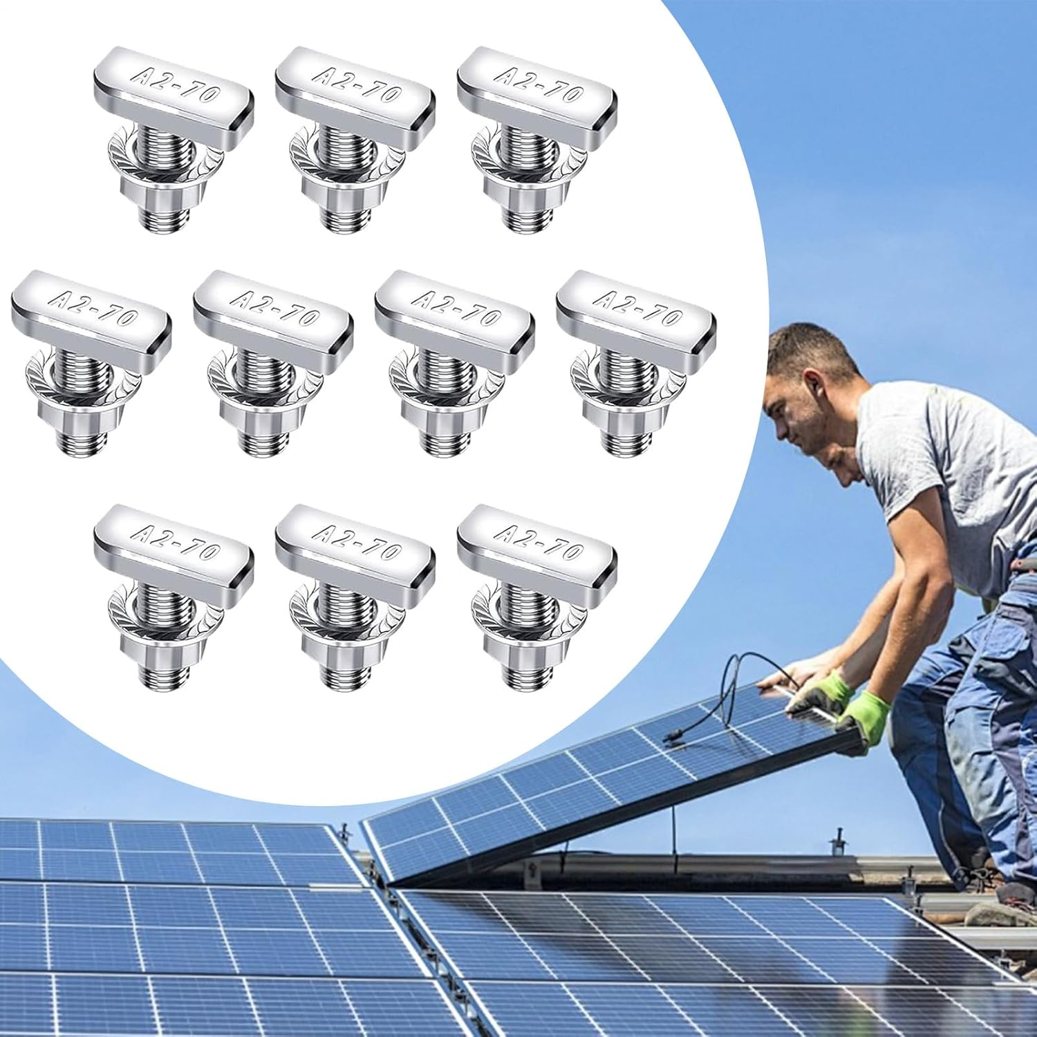 T Slot Bolts - Hammer Head Sliding Screw T-Slot Bolts Nuts Set | Heavy-Duty Hardware Screw for Track System Automotive Roof Rack Construction Workbench Installation image number 2