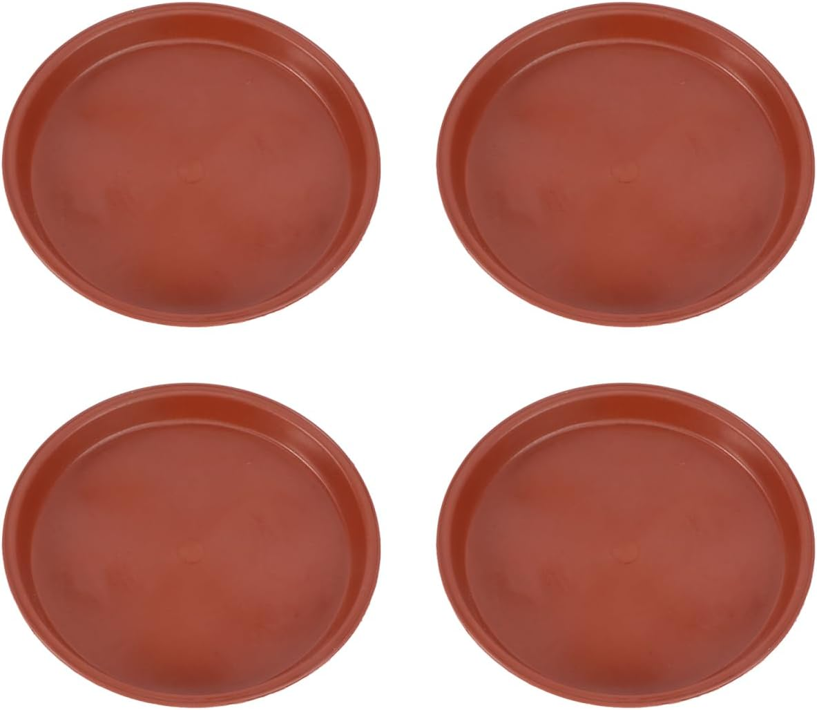 Alasum 10Pcs Red Plastic Flower Pot Trays Heat-Resistant Plant Saucers Non-Slip Base for Indoor Outdoor Garden Succulents Protect Surfaces image number 1