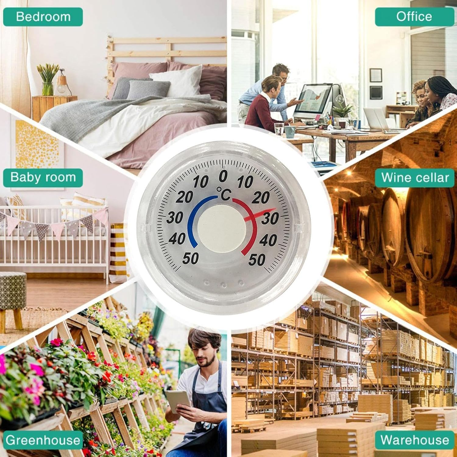 Outside Thermograph,Analog Thermograph for outside Temperature | Easy to Read Accurate Measurement Equipment for Study Room Dormitory Bedroom Apartment image number 5