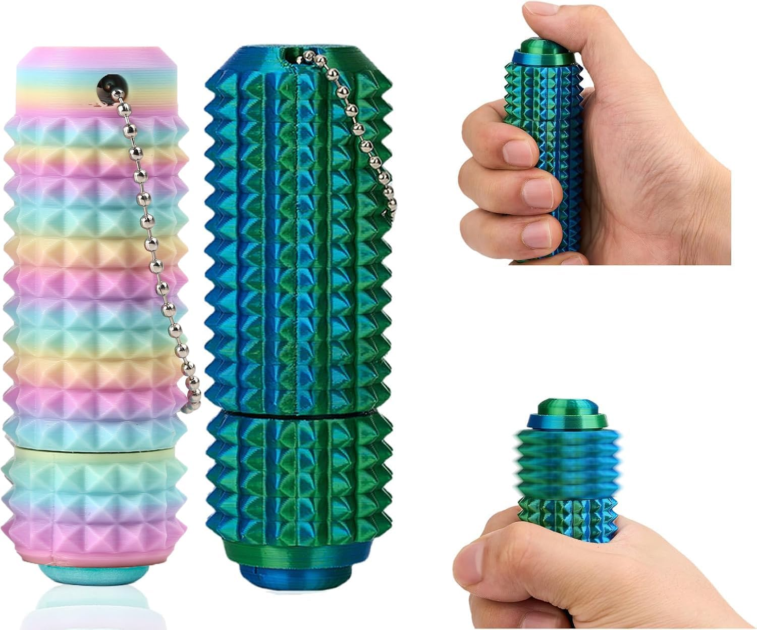 2025Upgrade 2PCS Little Ouchies Pain Fidget Toy - 3-In-1 Pocket Quite Fidget Toys for Adults,3D Printed Keychain Sensory Toy for Stress Anxiety Relief & Focus,Spiky Grippie Stim Keychain Toy image number 5