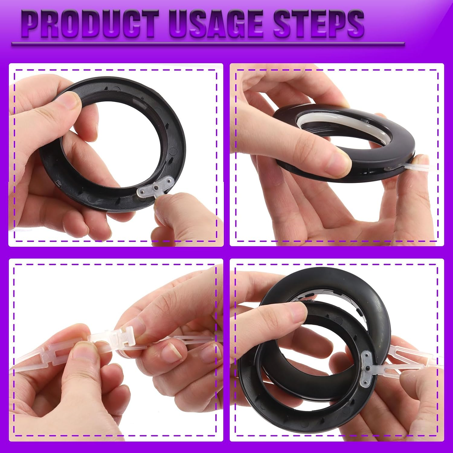 Swpeet 20 Pack Black Plastic Curtain Grommets, Inner Diameter 40Mm-1.7Inch Silencer Sliding Black Sheers Curtain Grommets, Curtain Eyelet Ring Black Low Noise Curtain Rings for Window Curtain Hanging image number 1