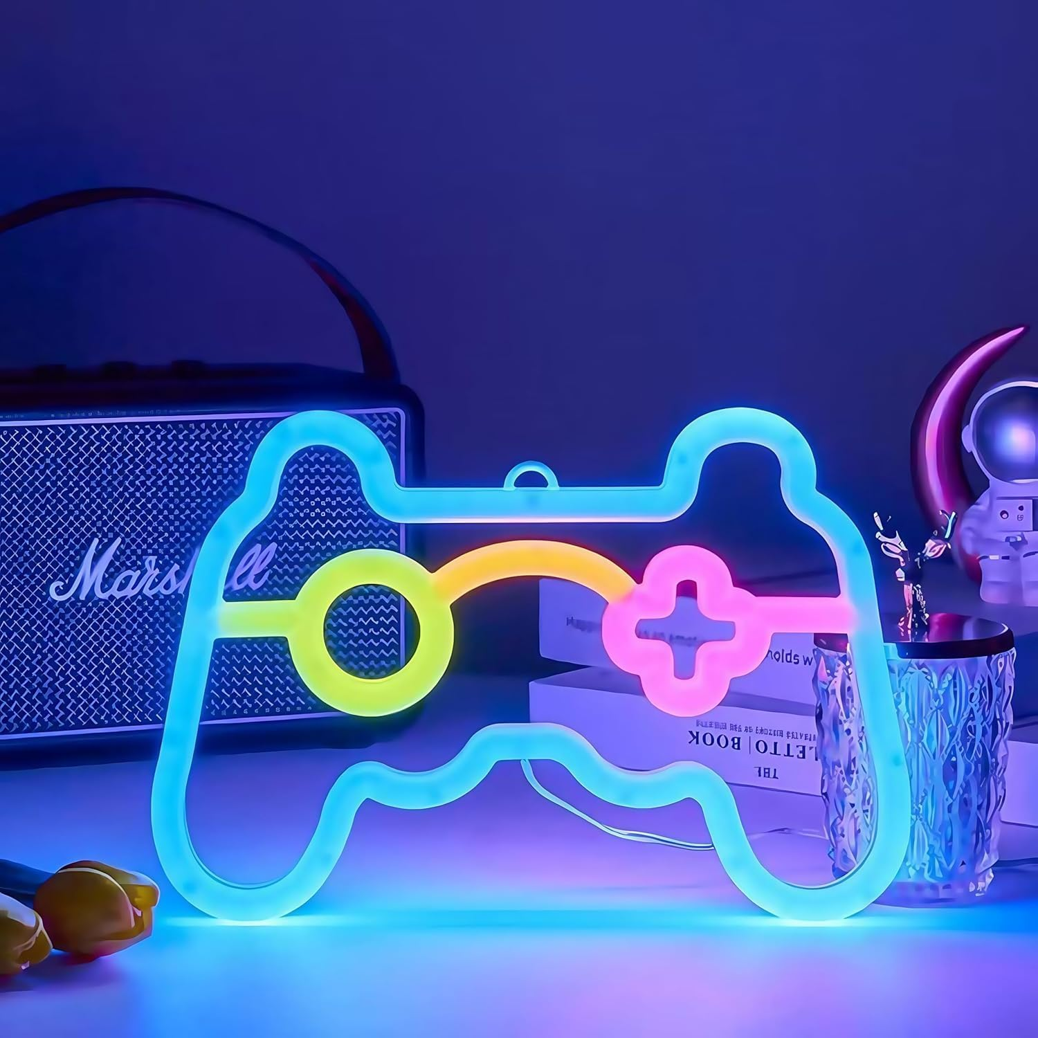 Gpurplebud Planet Neon Sign, Wall Decor Led Lights Home Decoration(Blue&Pink)