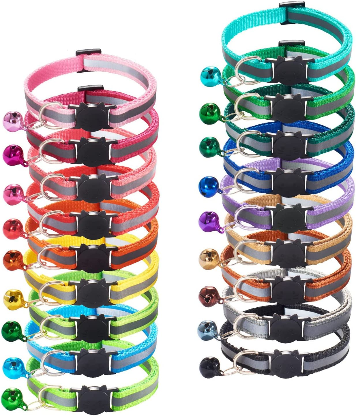 19 PCS Puppy ID Collars Footprint Puppy Collars Puppy Collars with Bell Adjustable Puppy Collars Cat Head Shape Safety Buckle Collars Newborn Puppy Puppy Cat Collars image number 6