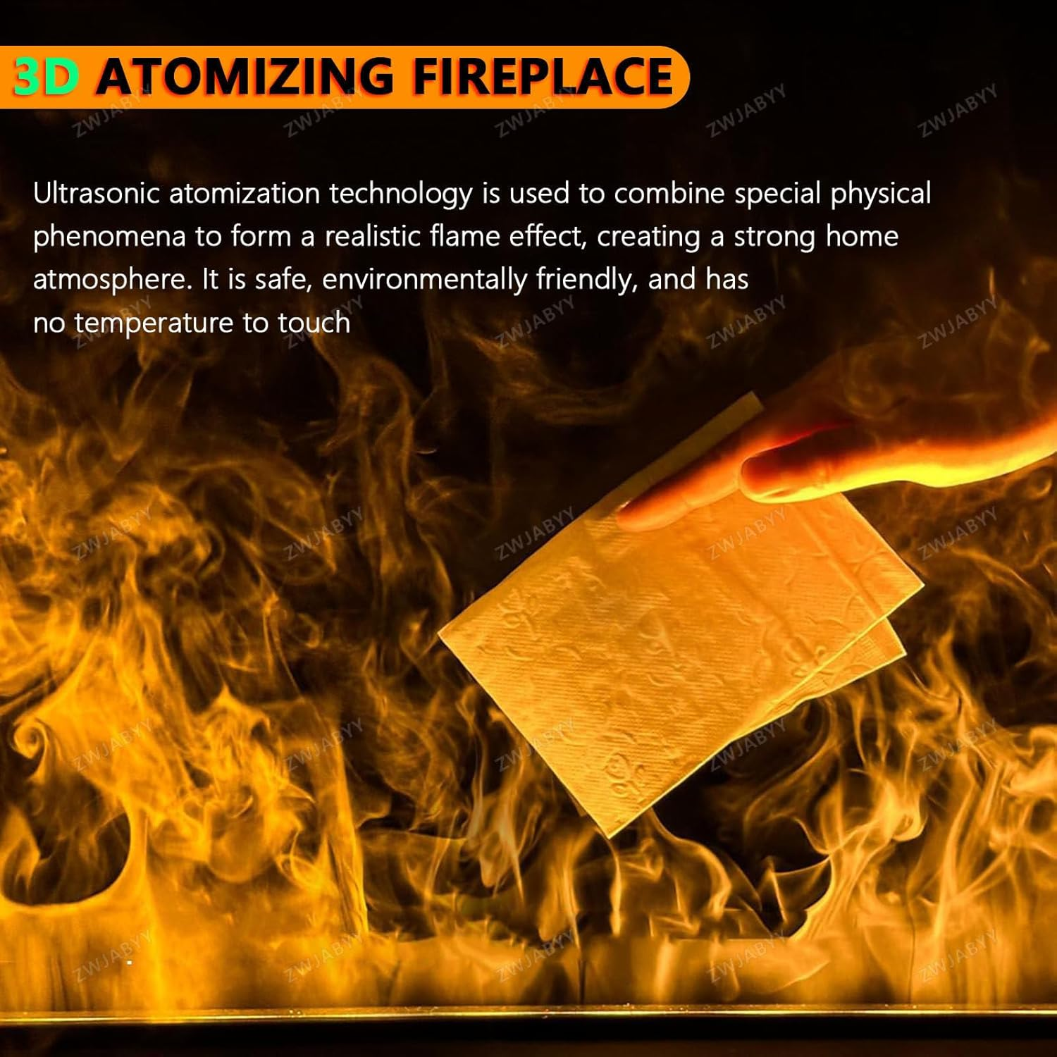 Water Vapor Fireplace,Electric Water Vapor Fireplace Smart 3D Flame Decoration Steam Fireplace Humidifer for Office,Home,Hotel,Restaurant,80Cm/31.5In image number 3