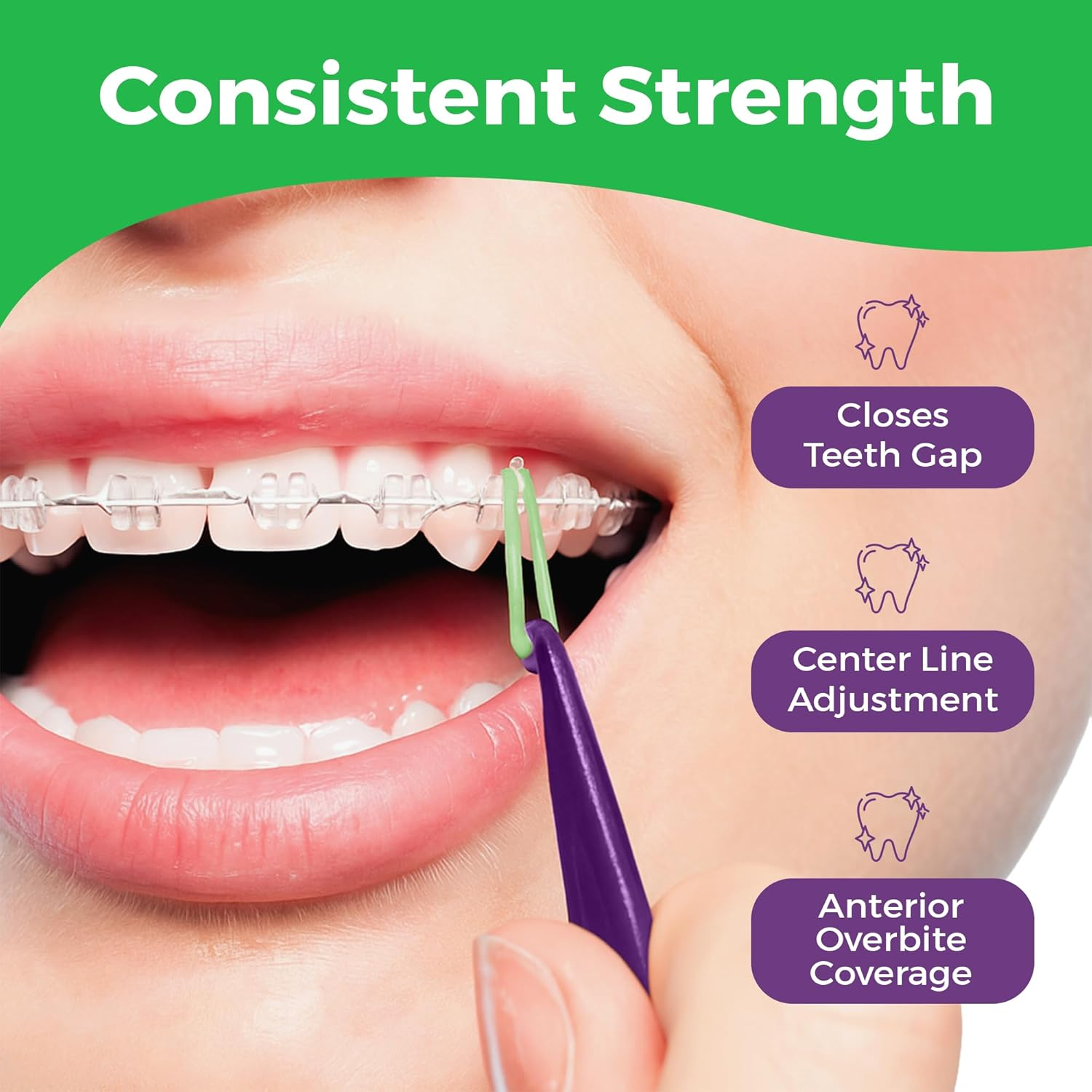 Orthodontic Elastic Rubber Bands 1/8 Inch - 100 Pack, Neon, Heavy Force 4.5 Oz - Dental Gap Fixer, Dreadlock Bands, 1 Elastic Placer Included image number 6