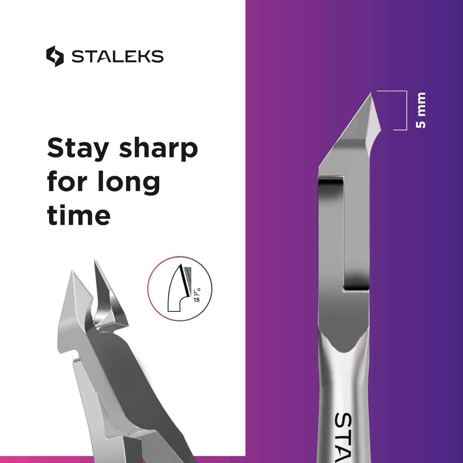 Staleks Pro SMART 10 Cuticle Nippers ? 5 Mm Blades ? Satin Finish ? Stainless Steel ? Professional Skin Nippers for Classic Manicure & Hardware Use image number 2
