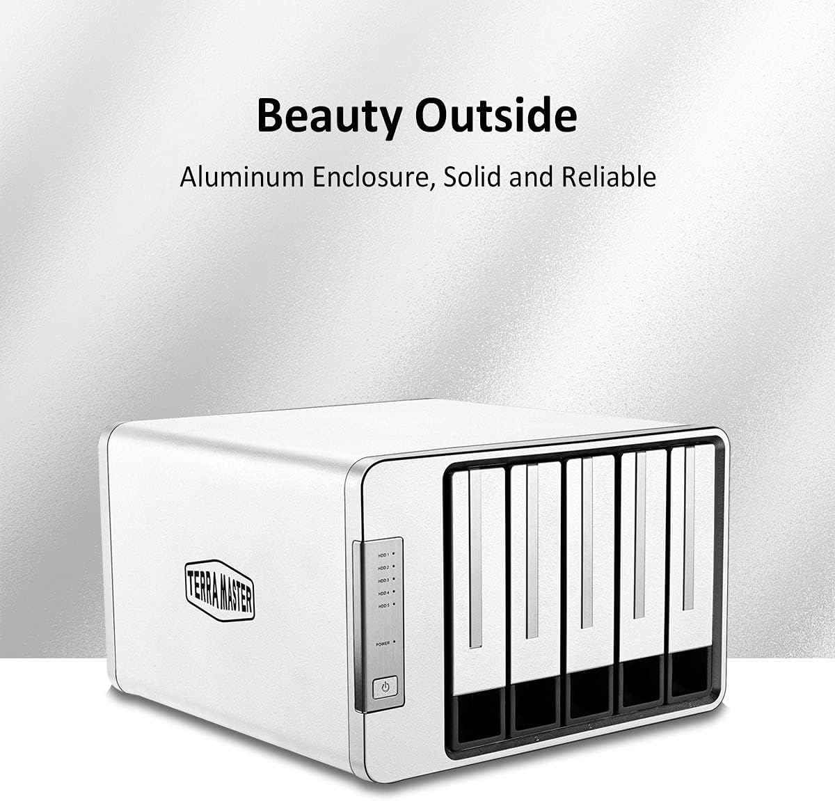 Terramaster D5-300 USB3.1 (Gen1) Type C 5-Bay External Hard Drive Enclosure Support RAID 5 Hard Disk RAID Storage (Diskless) image number 2